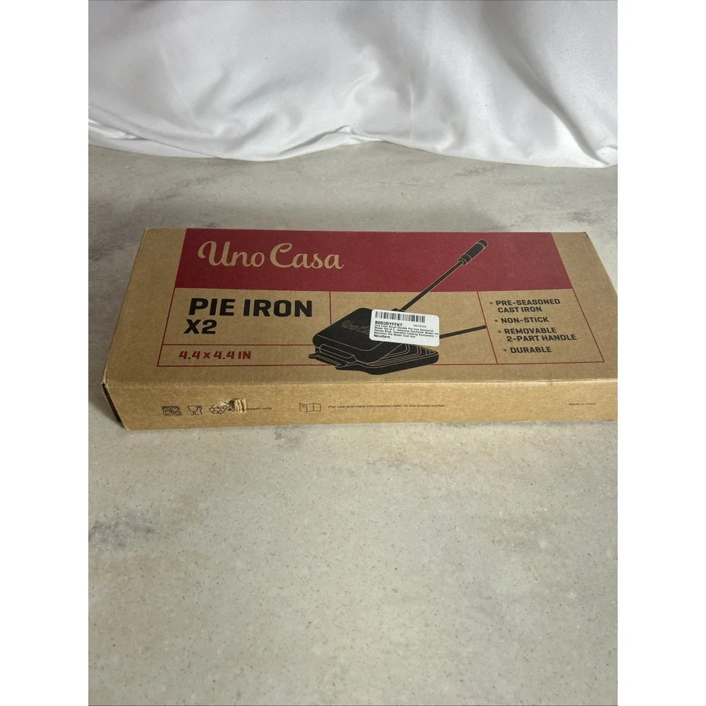 Uno Casa Cast Iron Pie Iron Sandwich Maker with Recipe Book